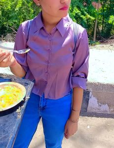 Zara Basic Crop Satin Shirt For Girls
