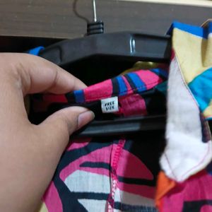 Vibrant Abstract Print Button-Up Shirt