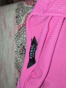 SHEIN Vibrant Pink Ribbed Square Neck Top