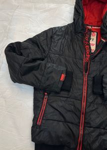 Superdry Padded Hooded Jacket - Black/Red