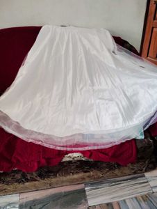 Elegant White Embroidered Blouse &amp; Skirt Set
