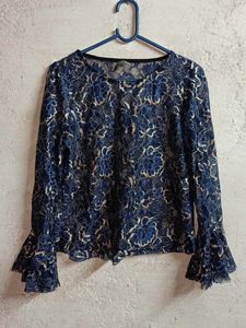 🇨🇳Partywear See-through Lace Crop Top Multicolou