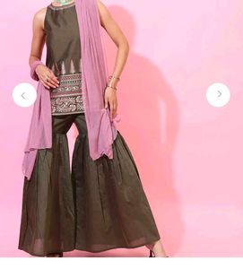 Olive Green Kurta Set with Sharara
