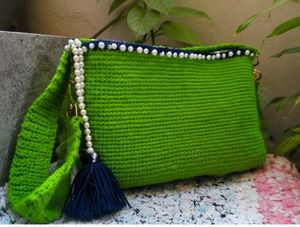 Handmade Green Crochet Sling Bag