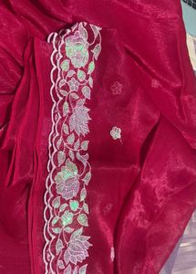 Mitera Burgundy Sequin Saree on 50% off=650 now