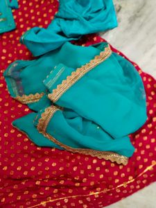 Teal Embroidered Rajputi Poshak