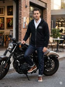 Hardy Davidson Y2K vintage black zip-up hoodie