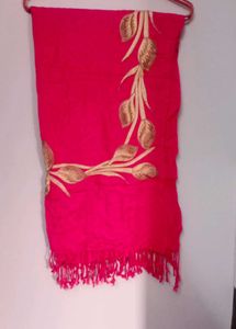 Hot Pink Embroidered Scarf