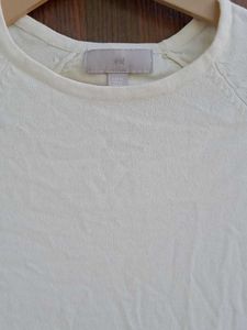 Cream Short Sleeve Knit Top