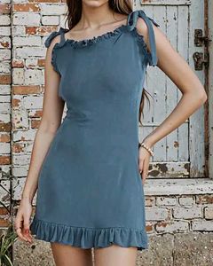 Chic Ruffle Trim Mini Dress