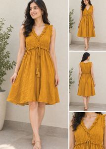 Boho Yellow Ruffled Mini Dress