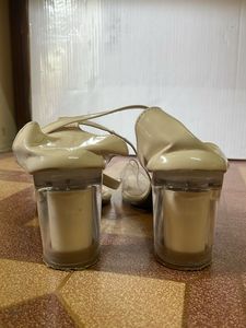Stylish Cream Transparent Strap Heels