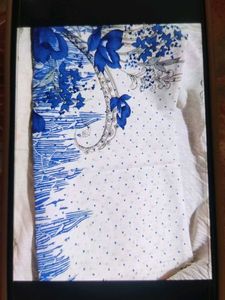 Blue Floral Print Dress Material