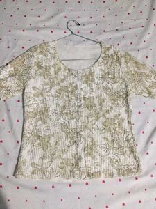 Floral Print Pleated Korean Top