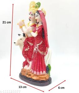 BRIJ HAATPolyresin Radha Krishna with Cow Playing