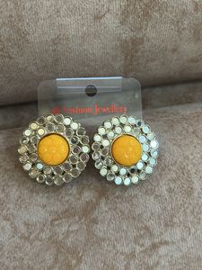 Round Mirror & Yellow Earrings