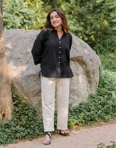 Stylish Black Cotton Kurta/Top