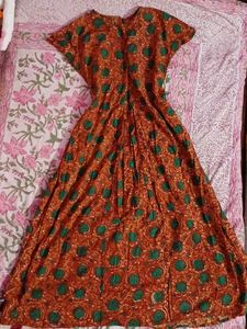 Brown  Printed Maxi Dress