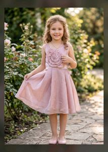 Beautiful Pink Party Dress with Flower Detail