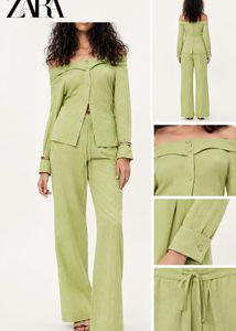 ZARA Lime Green Off-Shoulder Co-ord Set