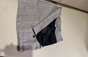 Plaid Mini Skirt with Buttons
