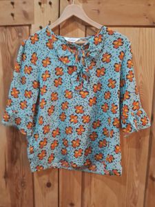 Blue Floral Print Top