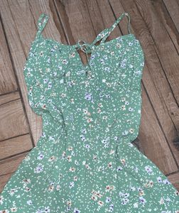 Green Floral Print Midi Dress