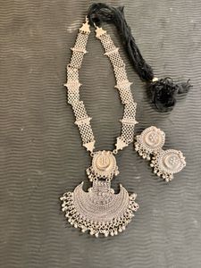 Oxidized Silver Necklace &amp; Earrings Set