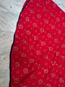 Red Kurta with Golden Print