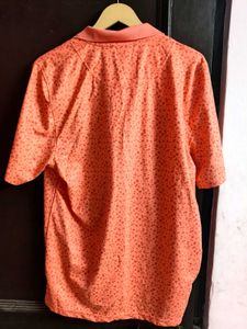 Orange Printed Polo Shirt