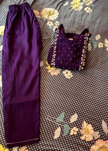 purple elegant kurta pant set Price Down