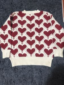 Heart Pattern Knit Sweater