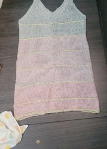 Knit Dress with Ombre Pink and Grey
