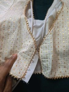 Elegant Cream Blouse with Gold Motifs