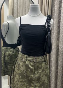 BOOHOO Ruched Strappy Black Tank Bodysuit