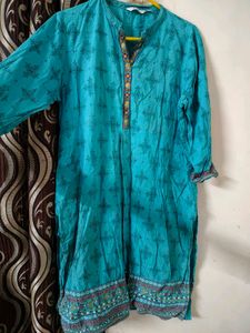 Cyan Printed Daily wear Kurta