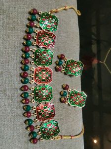 Minakari Work Choker Necklace And Earrings Set