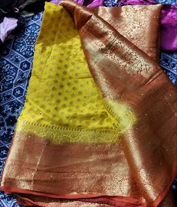 Vibrant Yellow Silk Saree with Rich Border