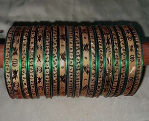 Acrylic Green Gold Bangles Size 2-10