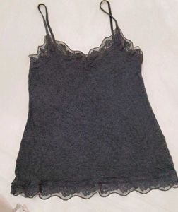 Black Lace Trim Camisole Top