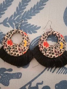 Bohemian Floral Tassel Hoop Earrings