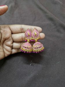 Pink Jhumka Earrings