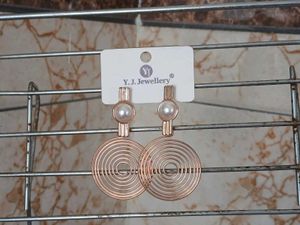 Spiral Pearl Drop &amp; Green Stud Earrings