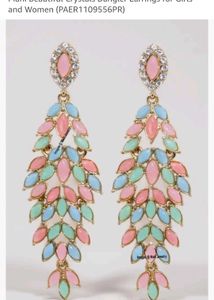 Sparkling Leaf Design Dangle Earrings