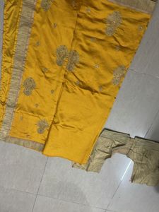 Vibrant Golden Yellow Silk Saree with Blouse