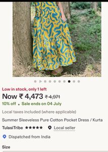 Yellow & Teal Abstract Print Midi Dress