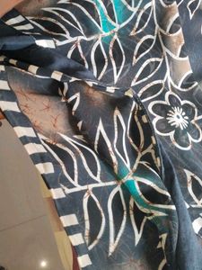 Floral Print black georgette saree