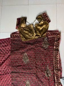 Embroidered Indian Saree with Blouse