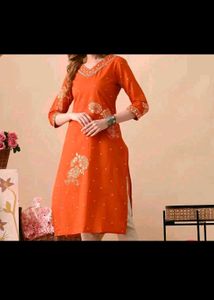 Elegant Orange Floral Kurta