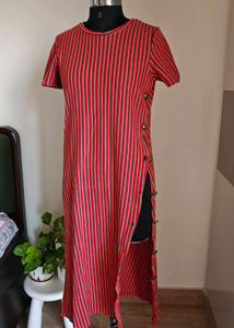 Stylish Red Striped Dress